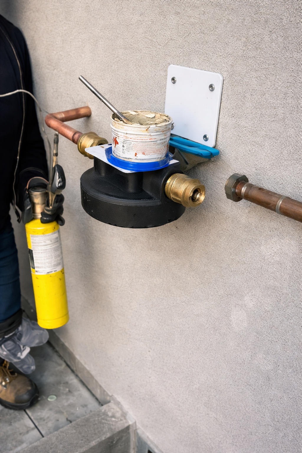 Gas Line Connection and Pressure Testing Setup